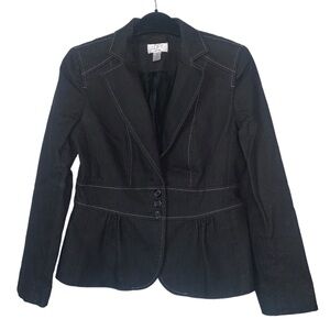 Ann Taylor Loft Dark gray‎ Y2K style denim peplum blazer size 4petite